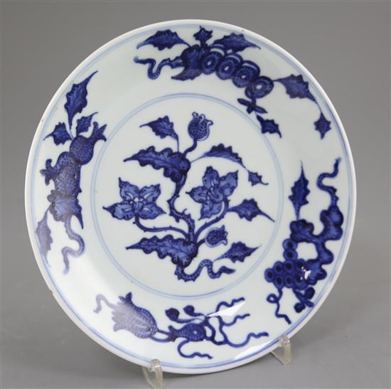 A Chinese Ming style blue and white dish, 19th century, 23.5cm